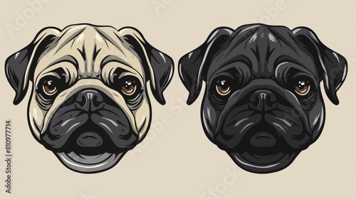 pug dog head mascot vector Vector style  photo