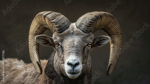 Standing BigHorn Sheep Ovis canadensis ram portrait. Generative Ai