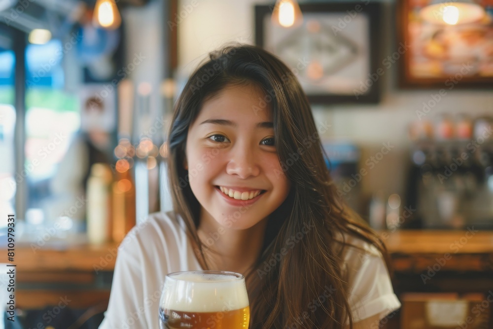 ビールを飲む日本人女性(飲み会・女子会・乾杯・お酒) ビールを飲む日本人女性(飲み会・女子会・乾杯・お酒)