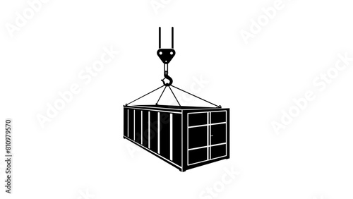 Shipping container,  black isolated silhouette