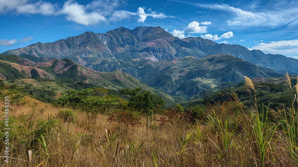 Spectacular mountain panoramas during dry period terrains