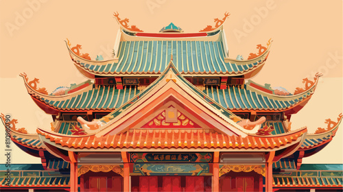 Roof Chinese temple in Thailand Vector style vector d
