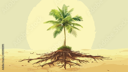 root coconut tree Vector style vector design illustration