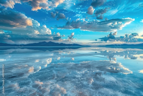 Expansive Water Body With Surrounding Clouds