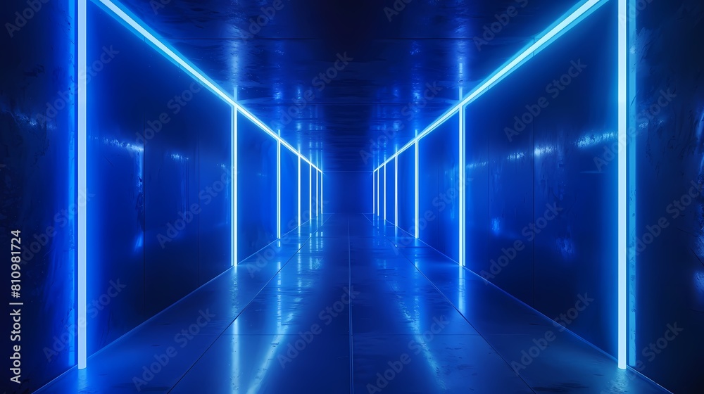 Blue and black neon cube technology poster web page PPT background Blue and black neon cube technology poster web page PPT background