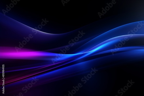 Blue and purple glowing waves on a black background.