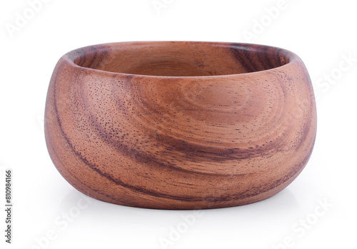 empty wood bowl isolated on white background.