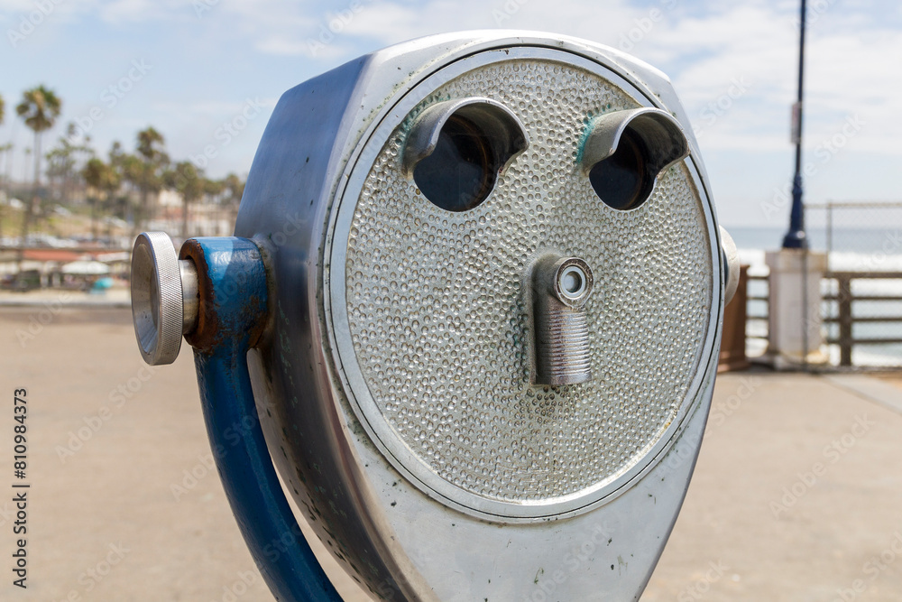 a binoculars look like a funny face at the beach of oceanside, california a binoculars look like a funny face at the beach of oceanside, california