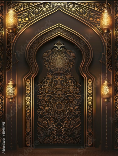 Islamic New Year Poster design background - generative ai