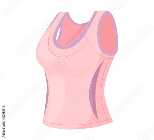 Pink athletic tank top with purple accents.