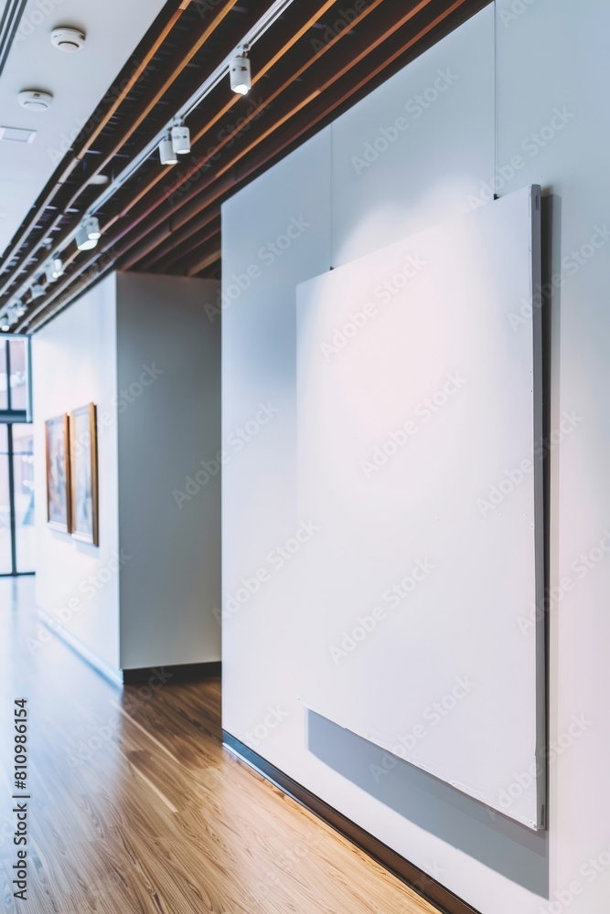 An empty white blank wall in an art gallery An empty white blank wall in an art gallery