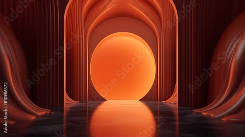 Technology orange abstract sphere internal space poster web page PPT background