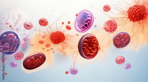 Detailed medical illustration of pancreatic islet cells, showing different types like alpha and beta cells, isolated on white background