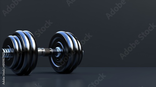 dumbbell on a dark background with copy space. Fitness concept.