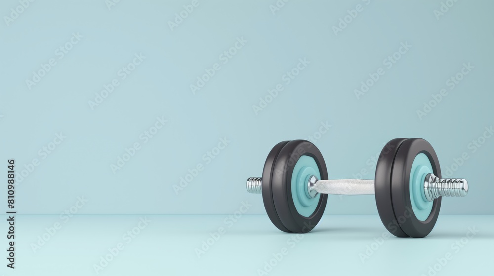 dumbbell on a light background with copy space. Fitness concept.