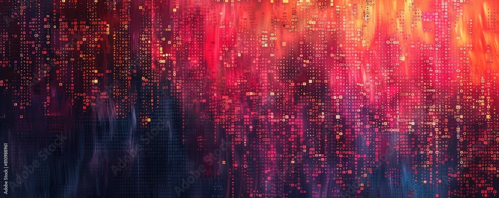 abstract technology binary background with vibrant color and binary code patterns