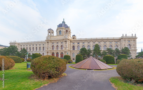 art history museum in vienna, historical building with topiary conifer garden © SusaZoom