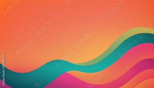 Retro grainy rainbow gradient background noise texture effect summer poster design orange teal green pink abstract wave pattern 4K Beautiful color generative ai