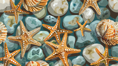 starfish shell stone pattern Vector style vector design