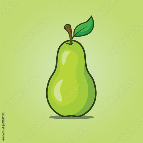 Whole green pear and half slice vector illustration design