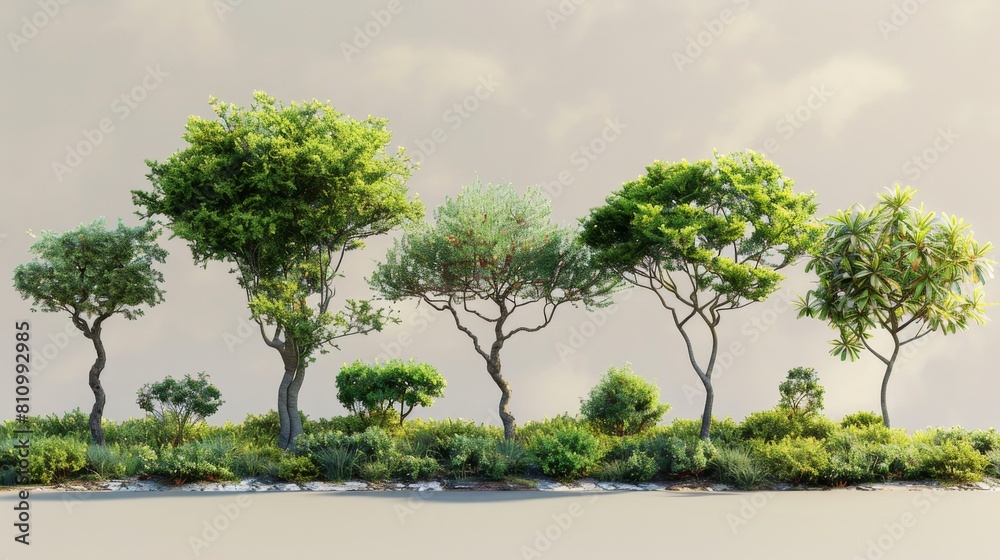 Chilopsis linearis tree set illustration on transparent background Chilopsis linearis tree set illustration on transparent background