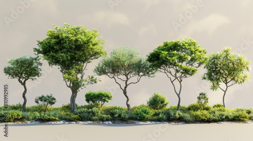Chilopsis linearis tree set illustration on transparent background photo