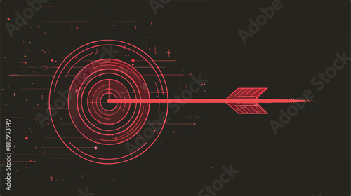 target red with arrow Monoline Vector style