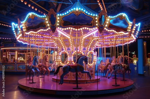 Illuminated carousel night scene