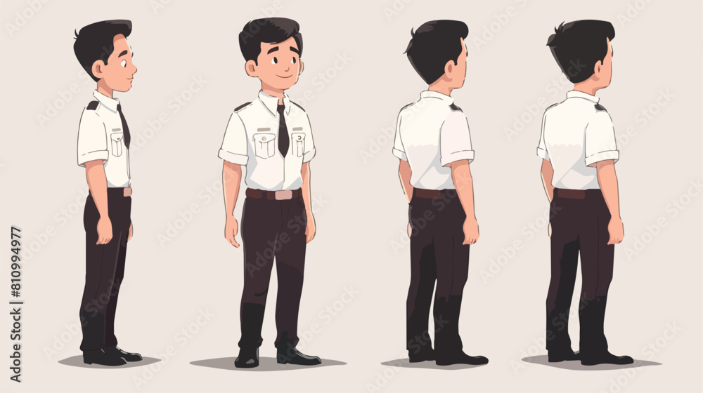 Thai teacher man government uniform character Vector