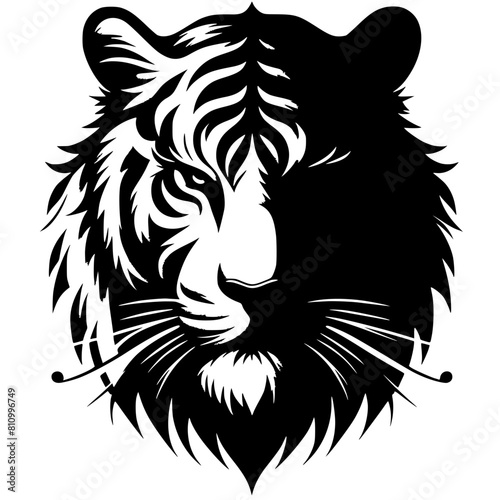 Silhouette of a ferocious tiger head