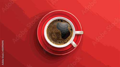 top view of Coffee red cup Vector style vector design
