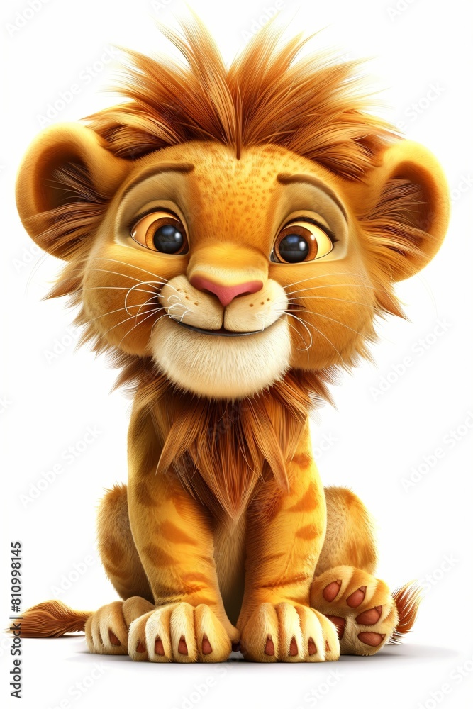 petit lion ,dessin rigolo, sur fond blanc, ia générative petit lion ,dessin rigolo, sur fond blanc, ia générative