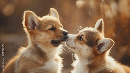 Sweet Corgi Puppy Love  Heartwarming Moments Captured . Generative Ai