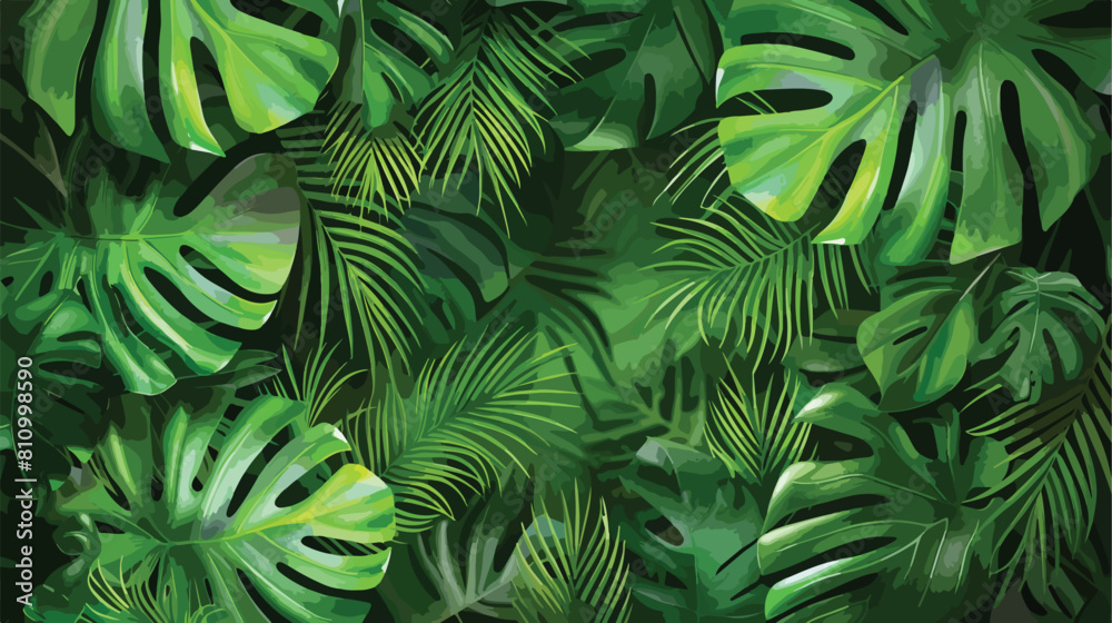 tropical Green leaves Natural background Vector style