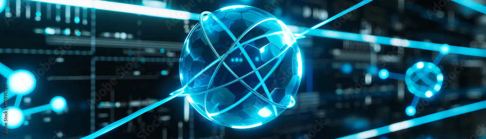 Glowing blue light emitted by a hydrogen atom, Futuristic , Cyberpunk Glowing blue light emitted by a hydrogen atom, Futuristic , Cyberpunk