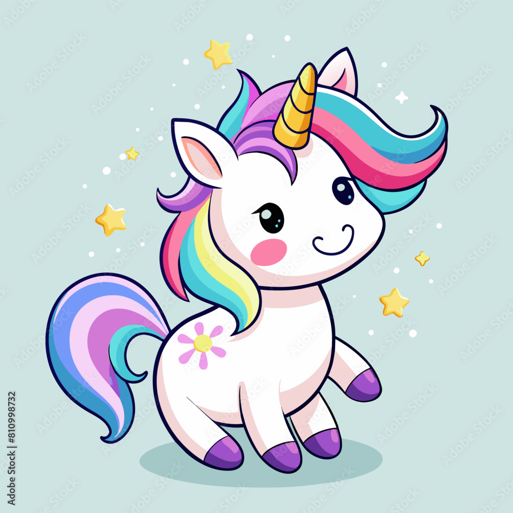 Rainbow Unicorn: A vector image full of magic and beauty, perfect for children's decor.