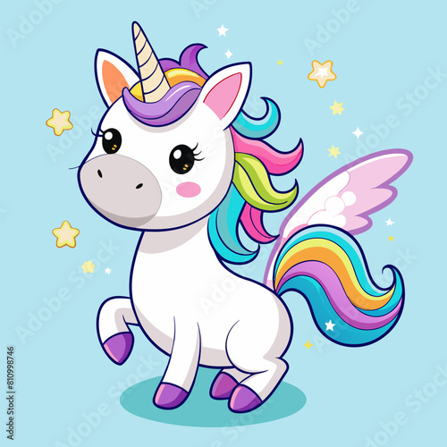 Colorful Magical Unicorn: An illustration that expresses pure joy and magic, perfect for children's books and cards. 