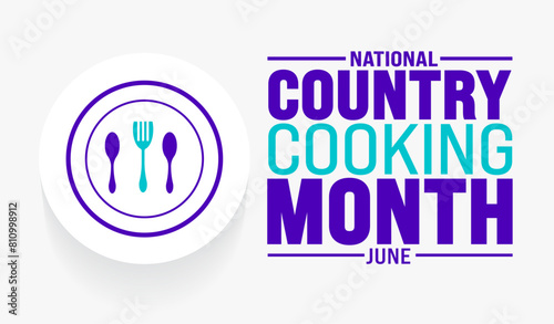 June is National Country Cooking Month background template. Holiday concept. use to background, banner, placard, card, and poster design template with text inscription and standard color. vector