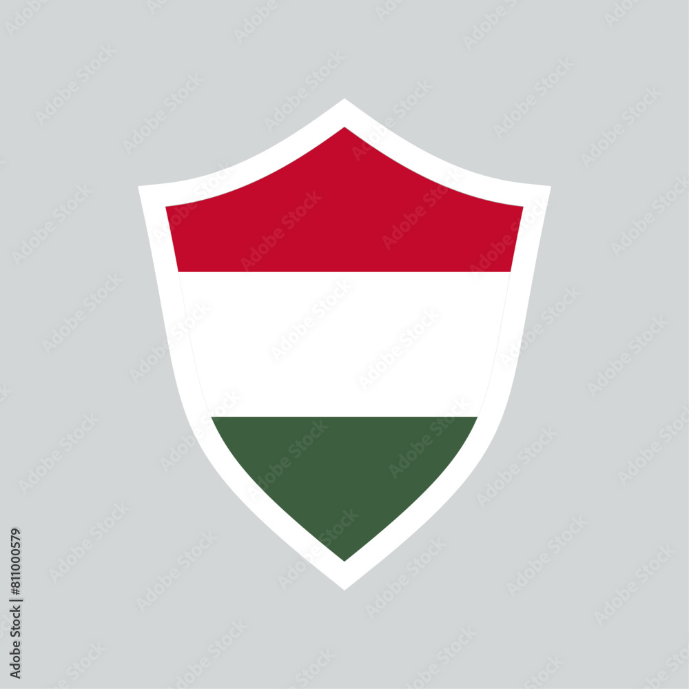 Hungary Flag in Shield Shape Frame Hungary Flag in Shield Shape Frame