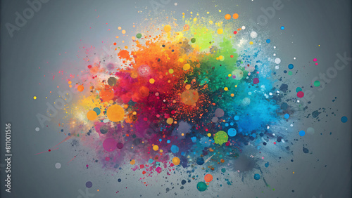 Colorful Splash  Abstract Vector Art on Grey Background