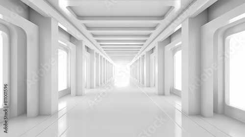 Digital technology white perspective building corridor poster background
