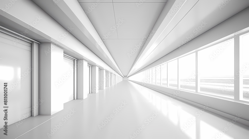 Digital technology white perspective building corridor poster background