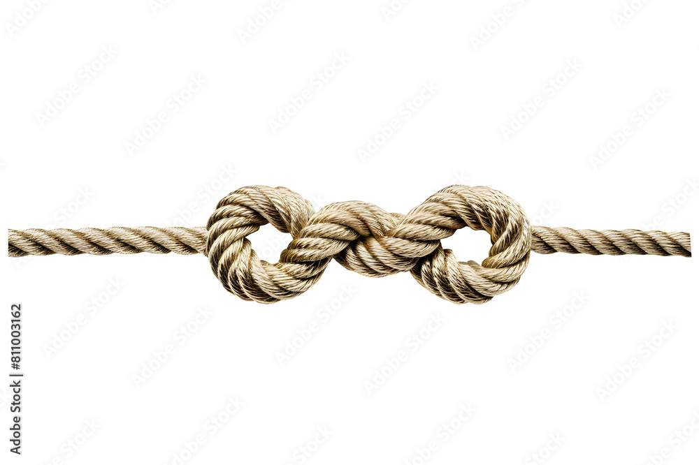 Detailed rope knot isolated against a clear background, perfect for nautical, maritime, or outdoor-themed designs and illustrations.