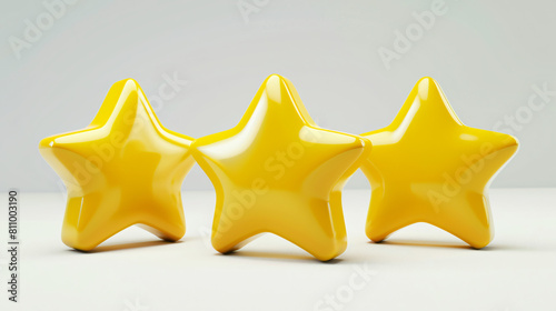 3D three yellow star icon on isolated white background