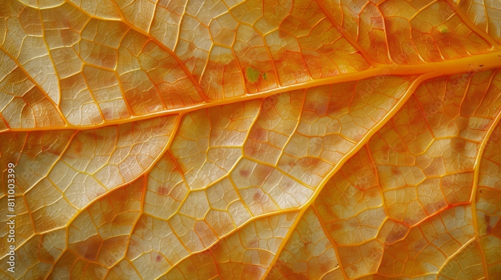 Obraz premium The image is a close-up of a leaf with the veins being very prominent