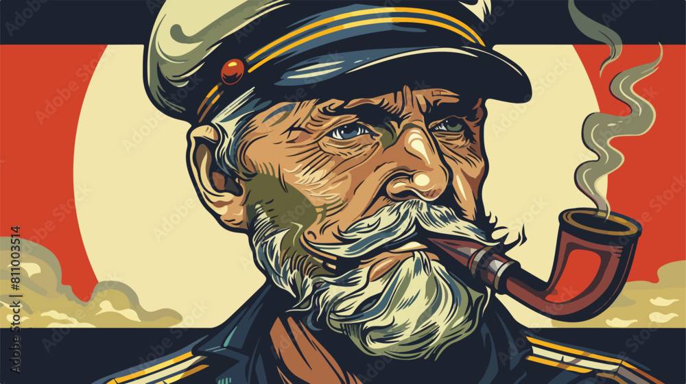 Vintage Sailor with a pipe Vector style vector design