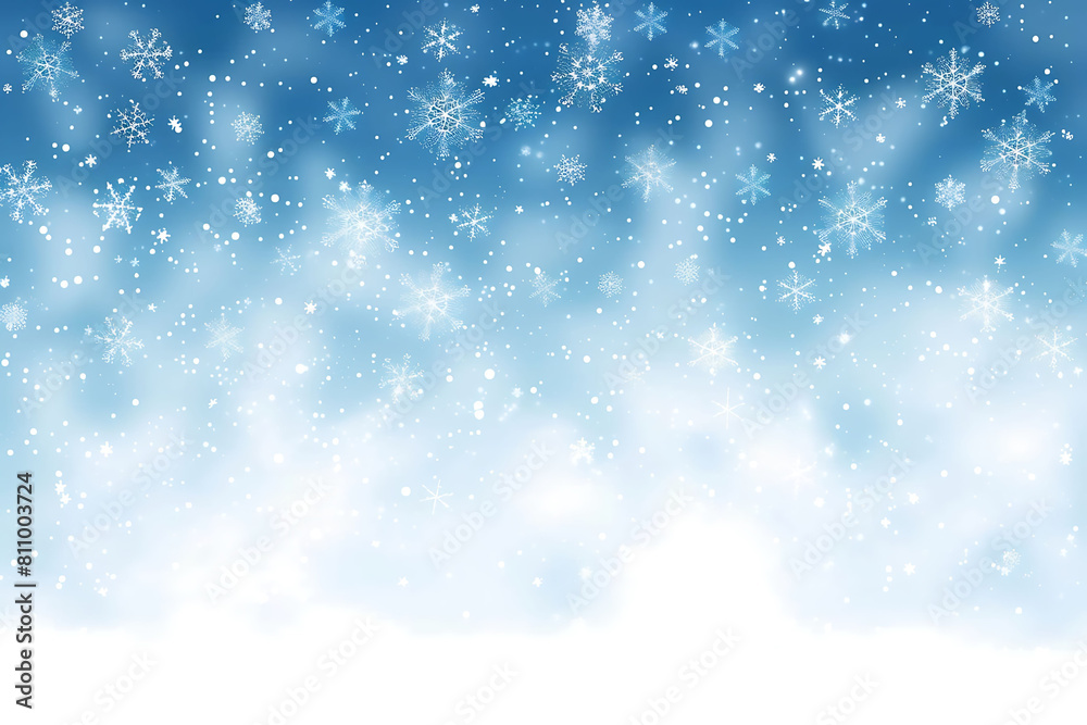 Light blue gradient background with white snowflakes falling. Light blue gradient background with white snowflakes falling.