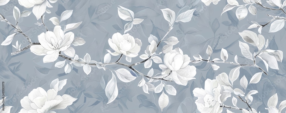 Fototapeta premium Watercolor Seamless pattern with gray and white