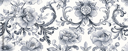 Wallpaper Mural Watercolor Seamless pattern with gray and white Torontodigital.ca