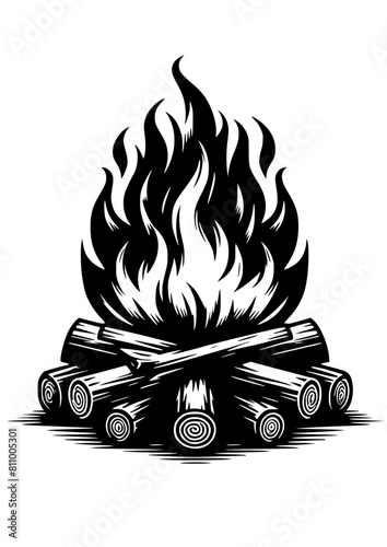 Bonfire SVG, Camping SVG, Flame SVG, Mountains SVG, Fire SVG, Bonfire Silhouette, Bonfire Clipart, Bonfire Art Print, Bonfire Cut file for Cricut